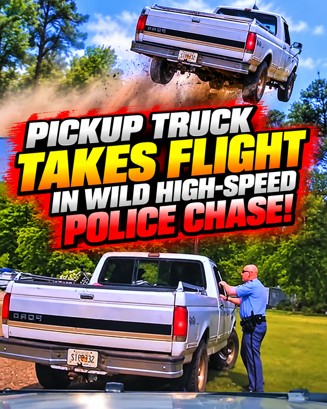 Pickup Truck Takes Flight in Wild High-Speed Police Chase!