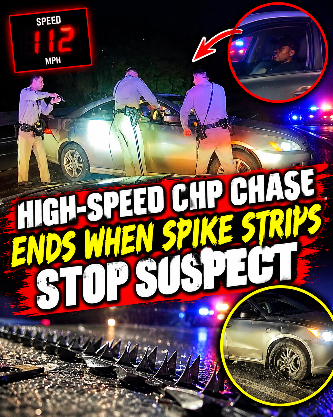 High-Speed CHP Chase Ends When Spike Strips Stop Suspect