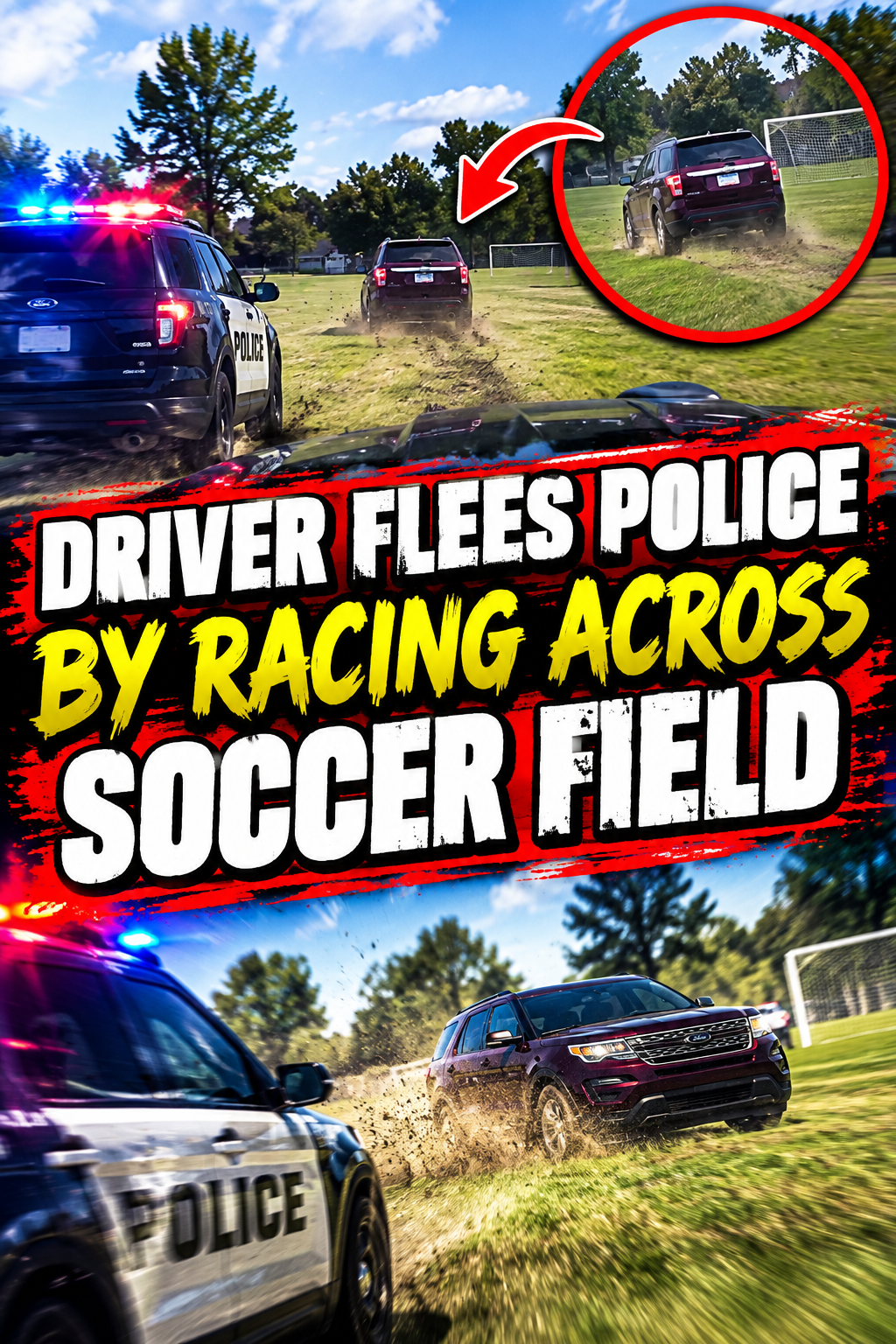 Driver Flees Police by Racing Across Soccer Field