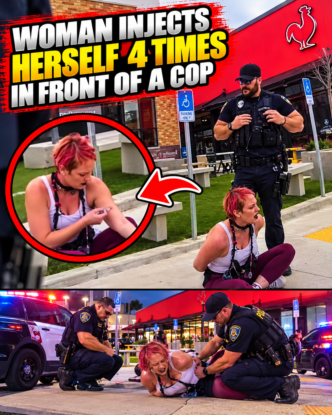 Woman Injects Herself 4 times Infront of a Cop2