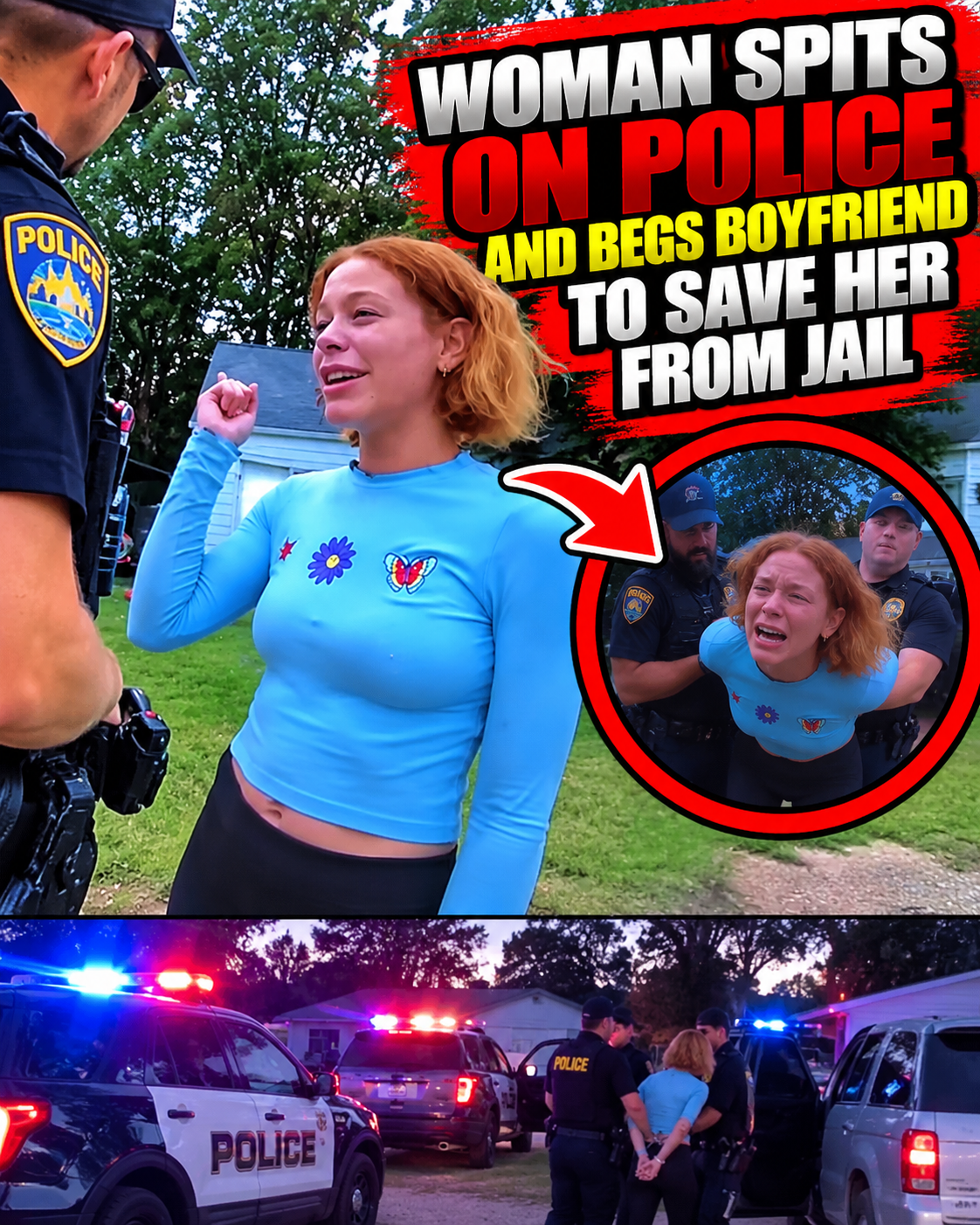 Crazy Boyfriend Biter Spits on Cops & Begs BF to Save Her From Jail