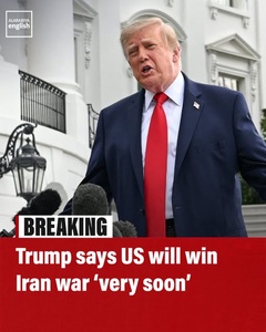 TRUMP SAYS U.S. WILL WIN IRAN WAR