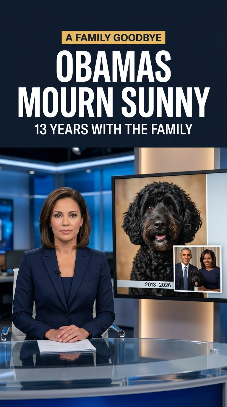 News-style graphic about the Obama family mourning Sunny