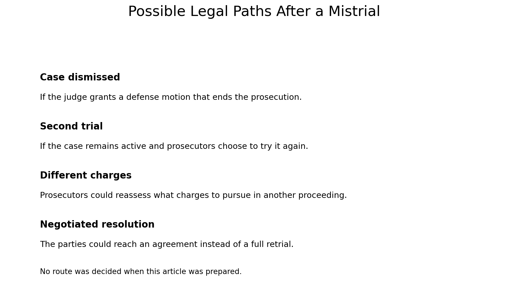 Possible legal paths after a mistrial
