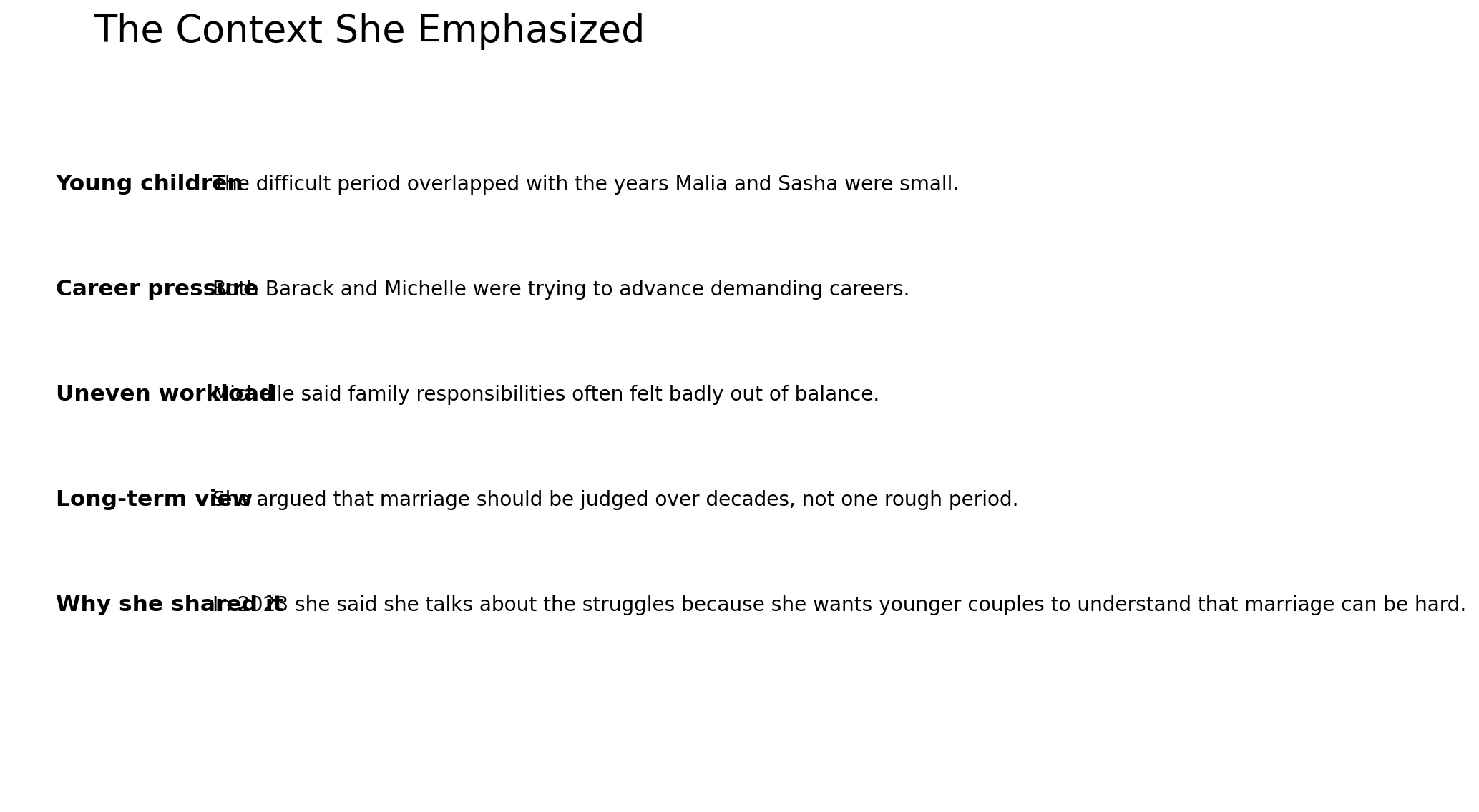 Key context behind Michelle Obama marriage remarks