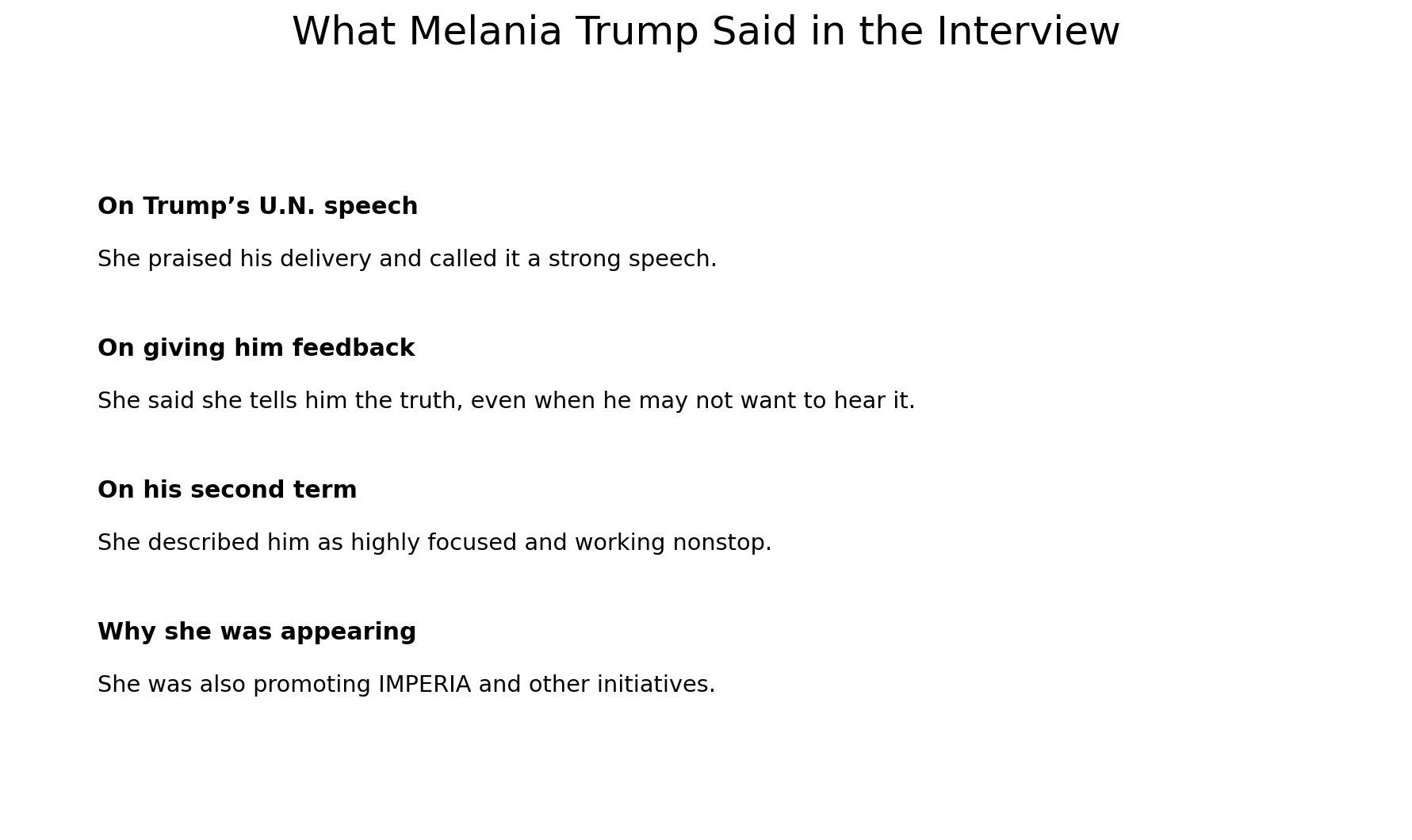 Key points from Melania Trump's September 23 interview
