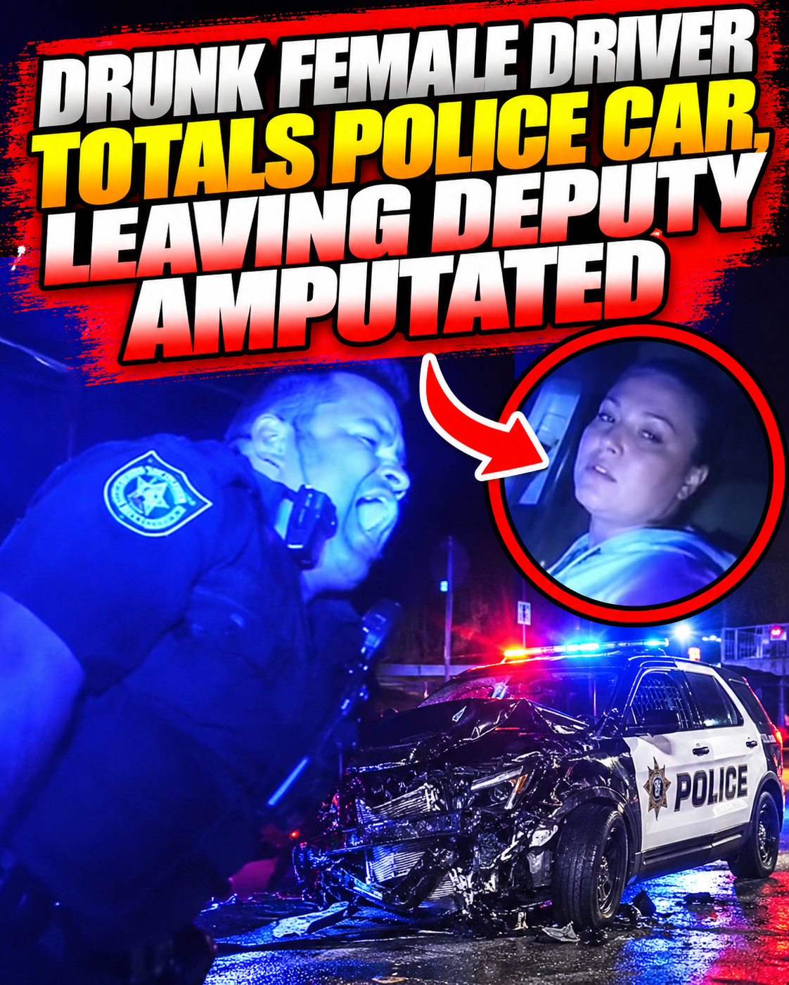 Drunk Female Driver Totals Police Car, Leaving Deputy Amputated