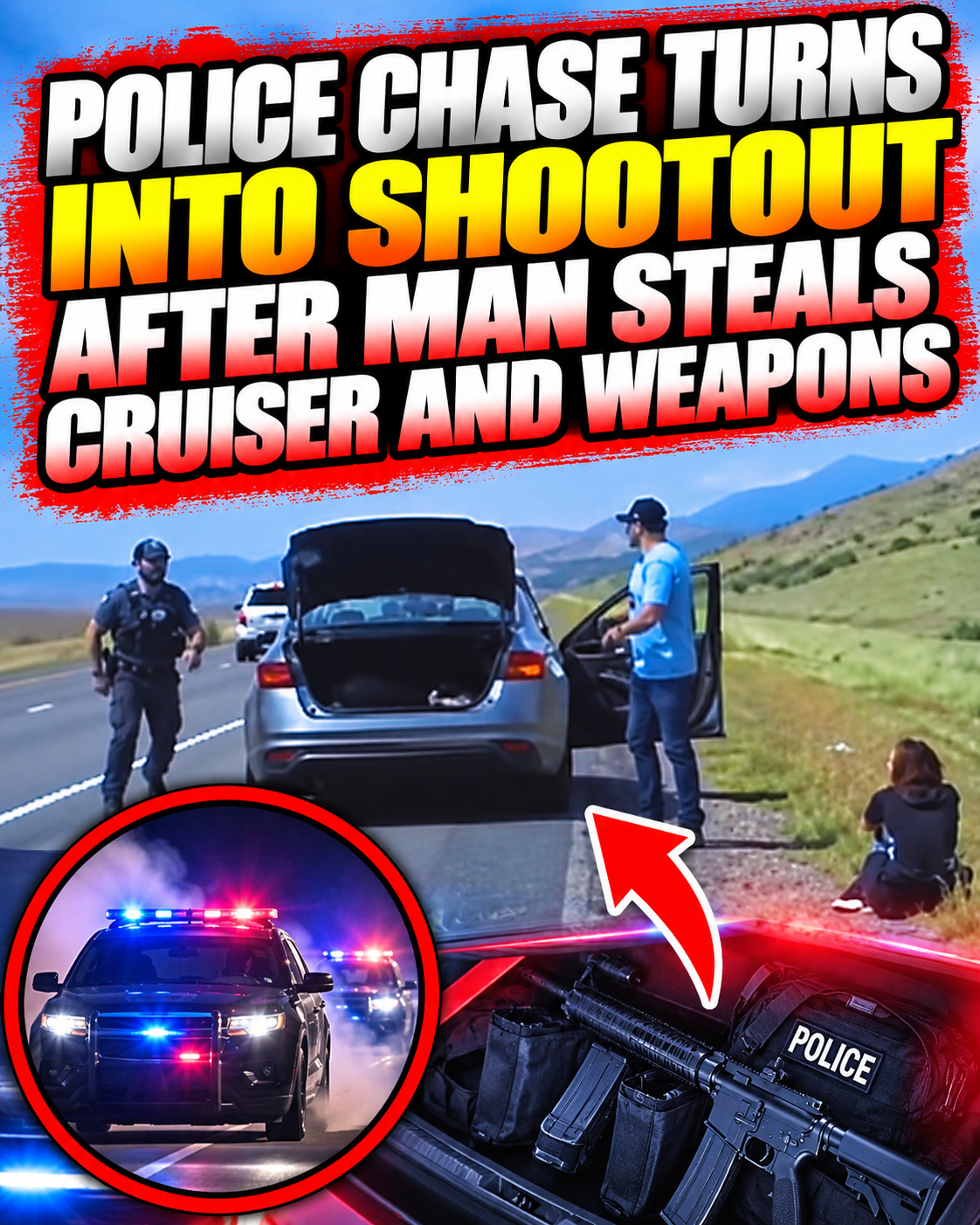 Police Chase Turns Into Shootout After Man Steals Cruiser And Weapons