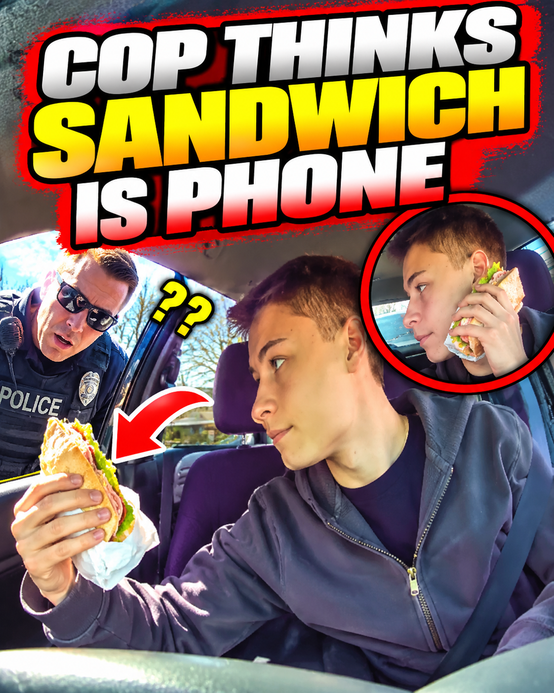 Cop thinks sandwich is phone