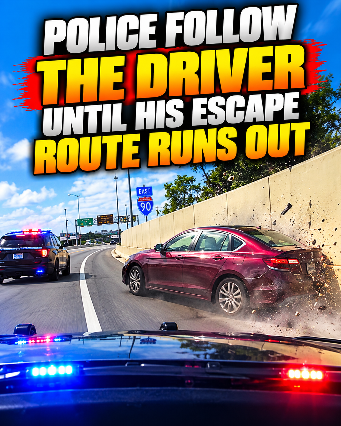 Police Follow the Driver Until His Escape Route Runs Out