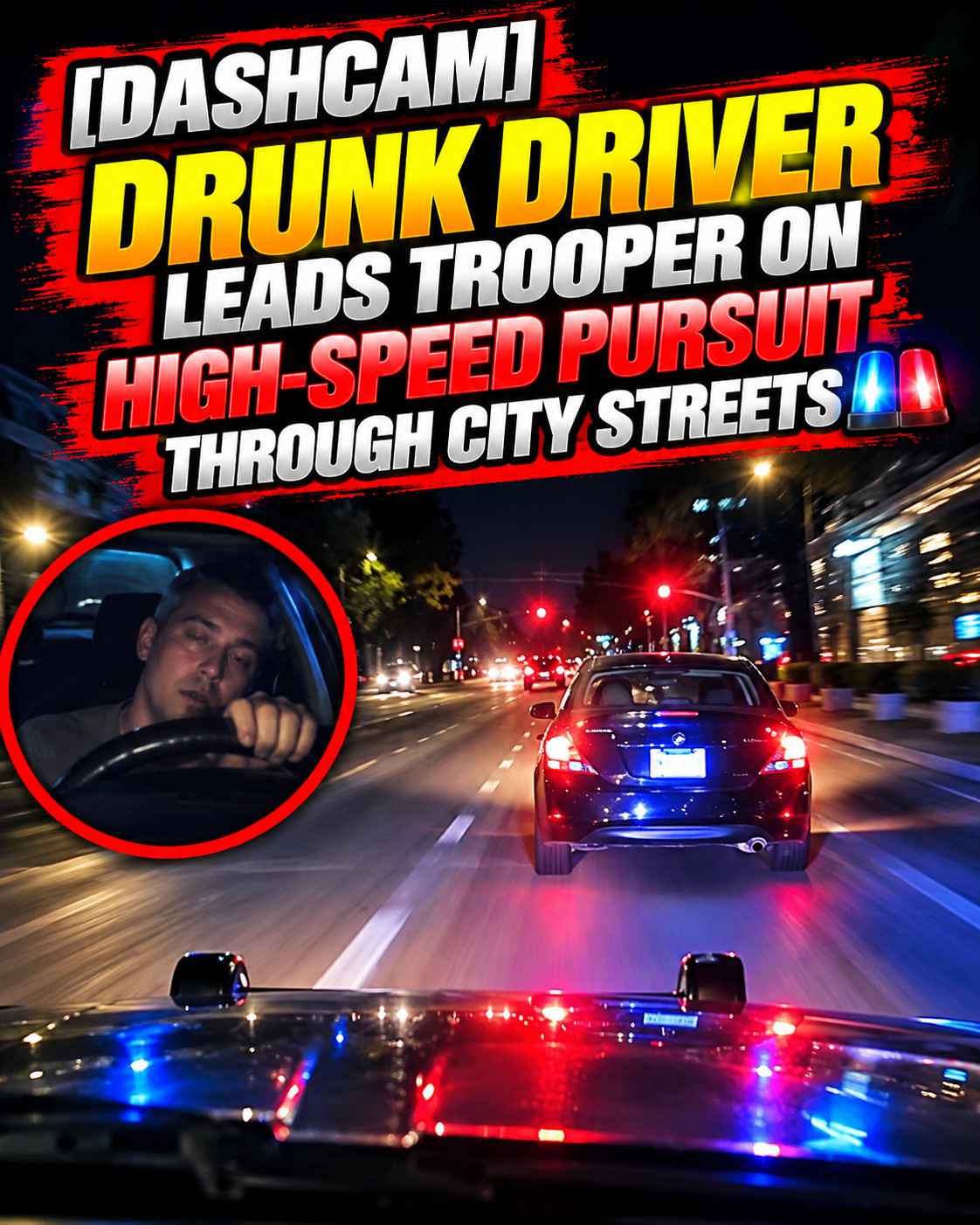  [DASHCAM] Drunk Driver Leads Trooper on High-Speed Pursuit Through City Streets