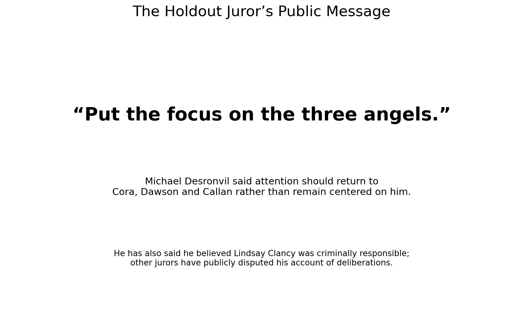 Michael Desronvil message asking people to focus on the children