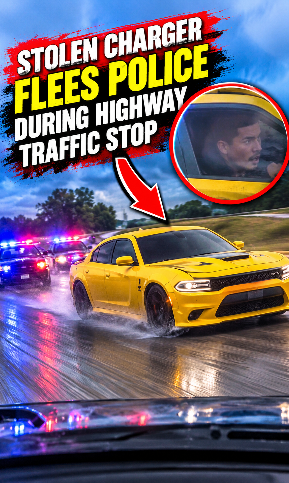 Stolen Charger Flees Police During Highway Traffic Stop