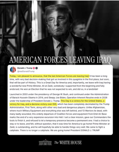 Trump Announces Final U.S. Troops Leaving Iraq as Washington Declares End of Anti-ISIS Mission