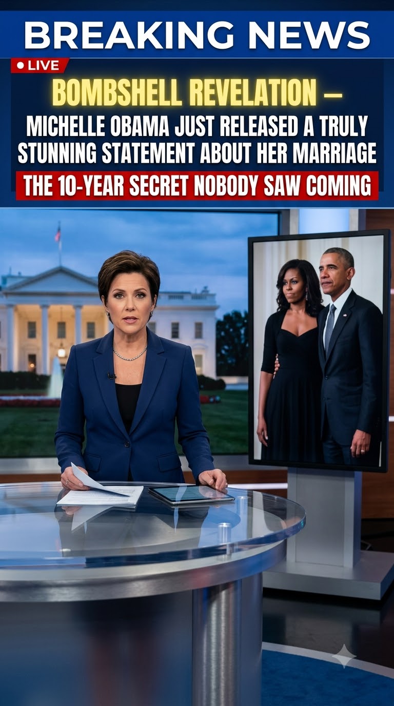 News-style illustration featuring Michelle and Barack Obama.