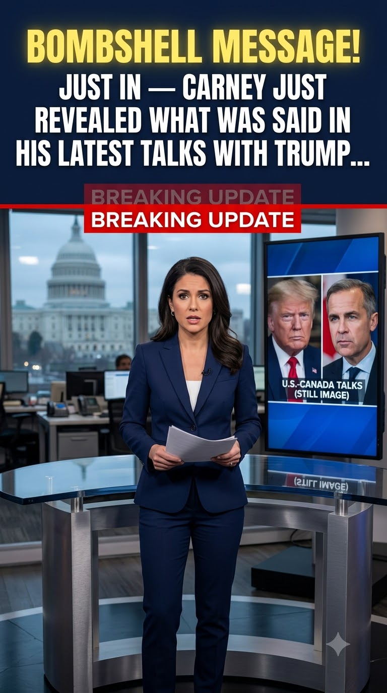News-style image about Mark Carney and Donald Trump talks.