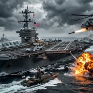 🇺🇸 U.S. Warship Fires but Misses as Iranian Vessel Rushes Toward Aircraft Carrier