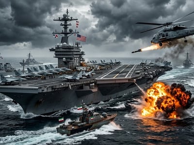 🇺🇸 U.S. Warship Fires but Misses as Iranian Vessel Rushes Toward Aircraft Carrier