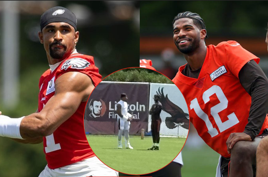Eagles’ Jalen Hurts Spends 30-Minute Private Chat with Shedeur Sanders at Joint Practice - Insider Claims QB Wants Philly Future