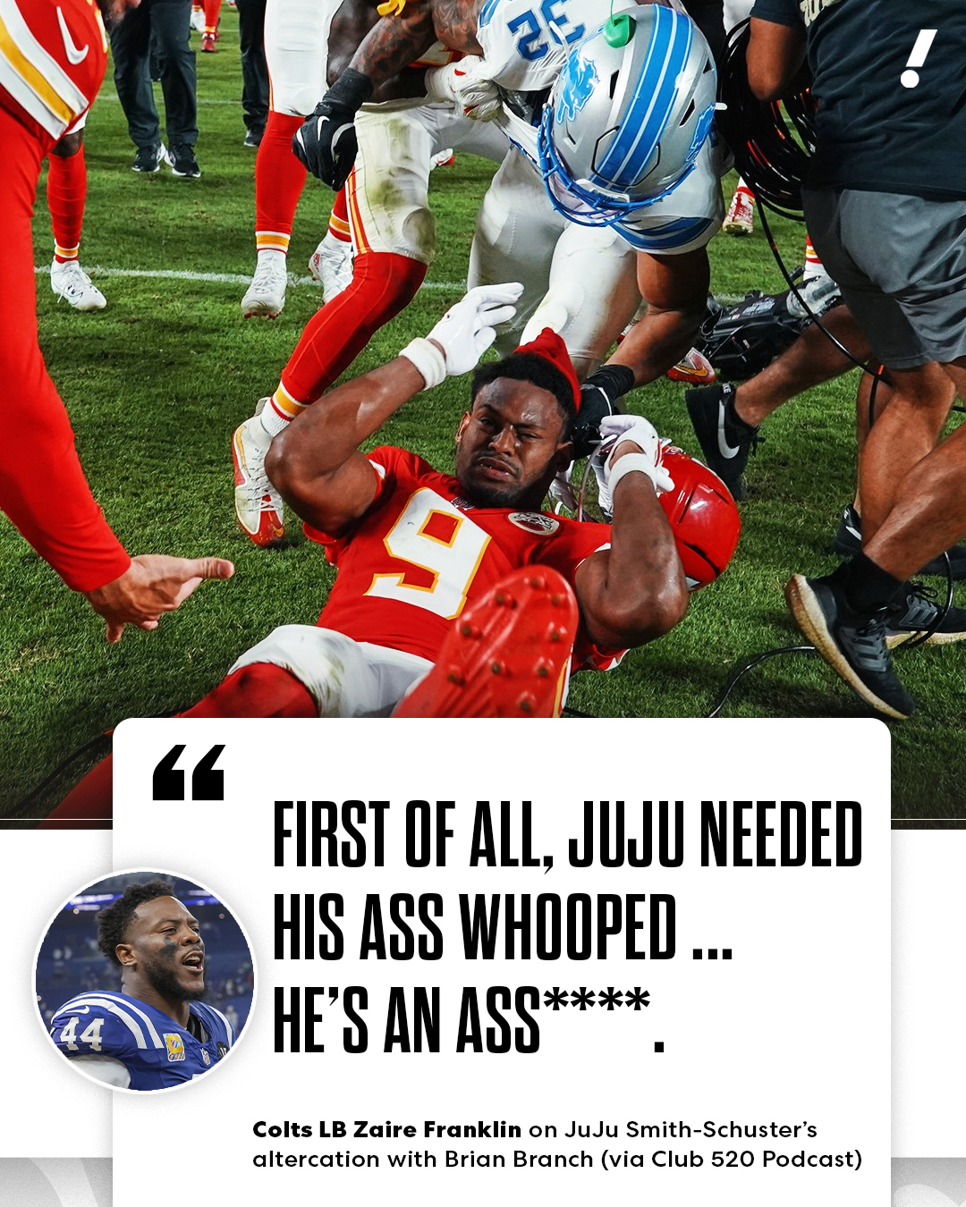 When the Field Explodes: Zaire Franklin Blasts JuJu Smith-Schuster After Heated Postgame Brawl