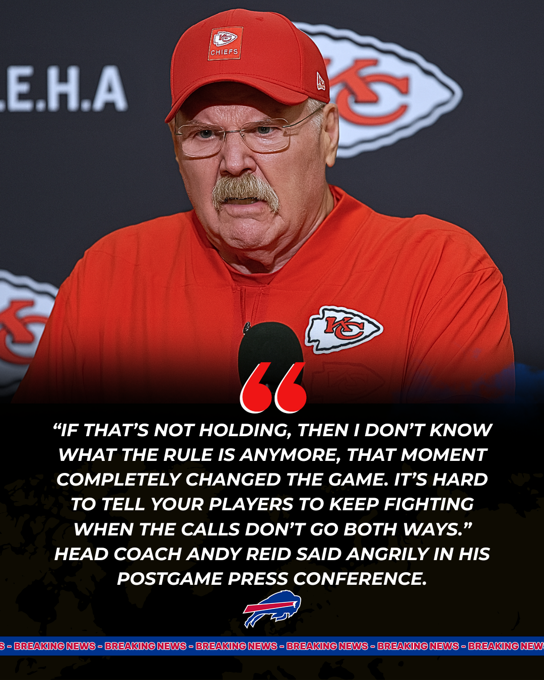 Chiefs Head Coach Andy Reid Furious With Officials, Demands NFL Investigation Over “Cheating” That Helped the Bills Win