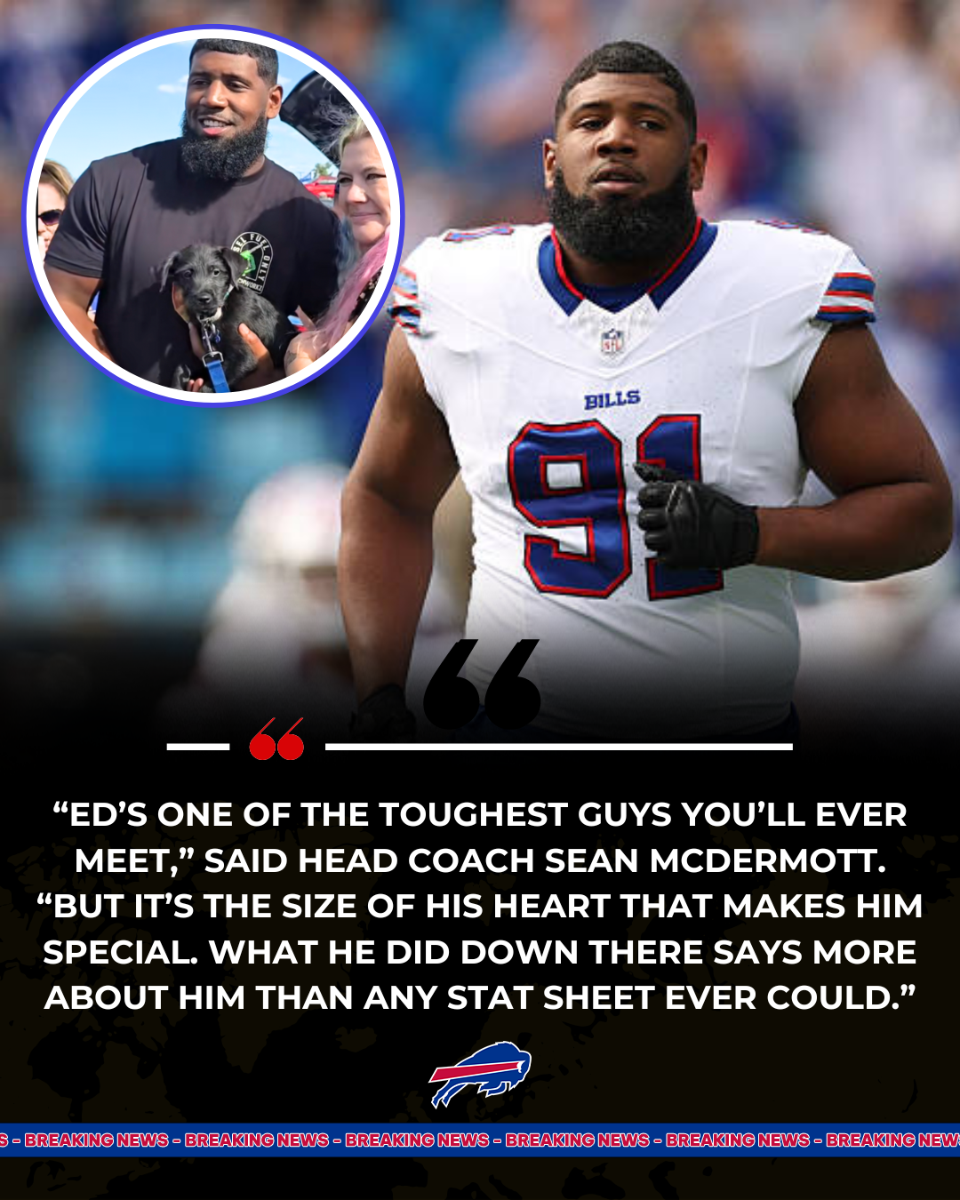 Bills Defensive Star Saves 16 Dogs from Euthanasia During Trip to Miami for Week 10 Clash Against Dolphins — “If I can save lives off the field, that’s a bigger win than any game.”