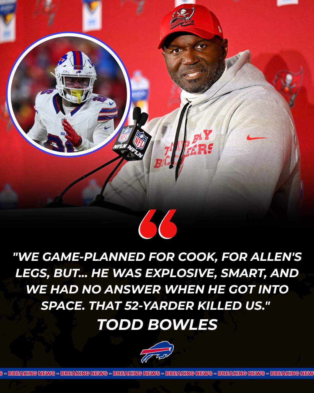 "He's a Monster" – Todd Bowles Admits He Couldn't Stop Bills' RB After Highmark Loss [VIDEO]