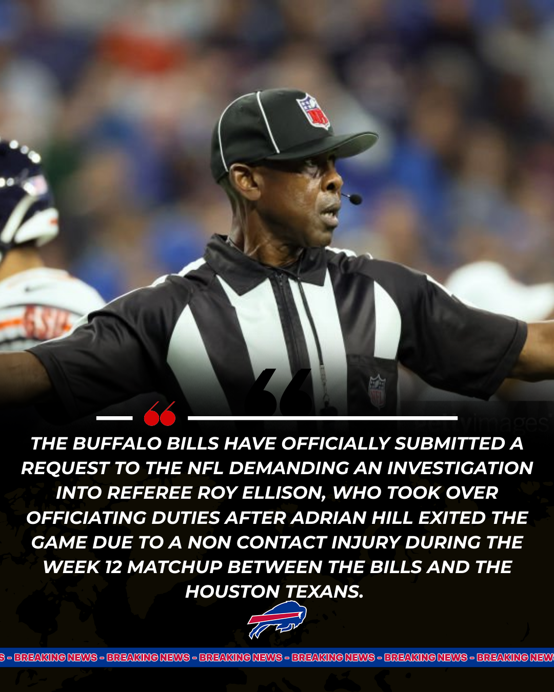 Bills officially request NFL investigation into replacement referee after series of controversial calls vs Texans
