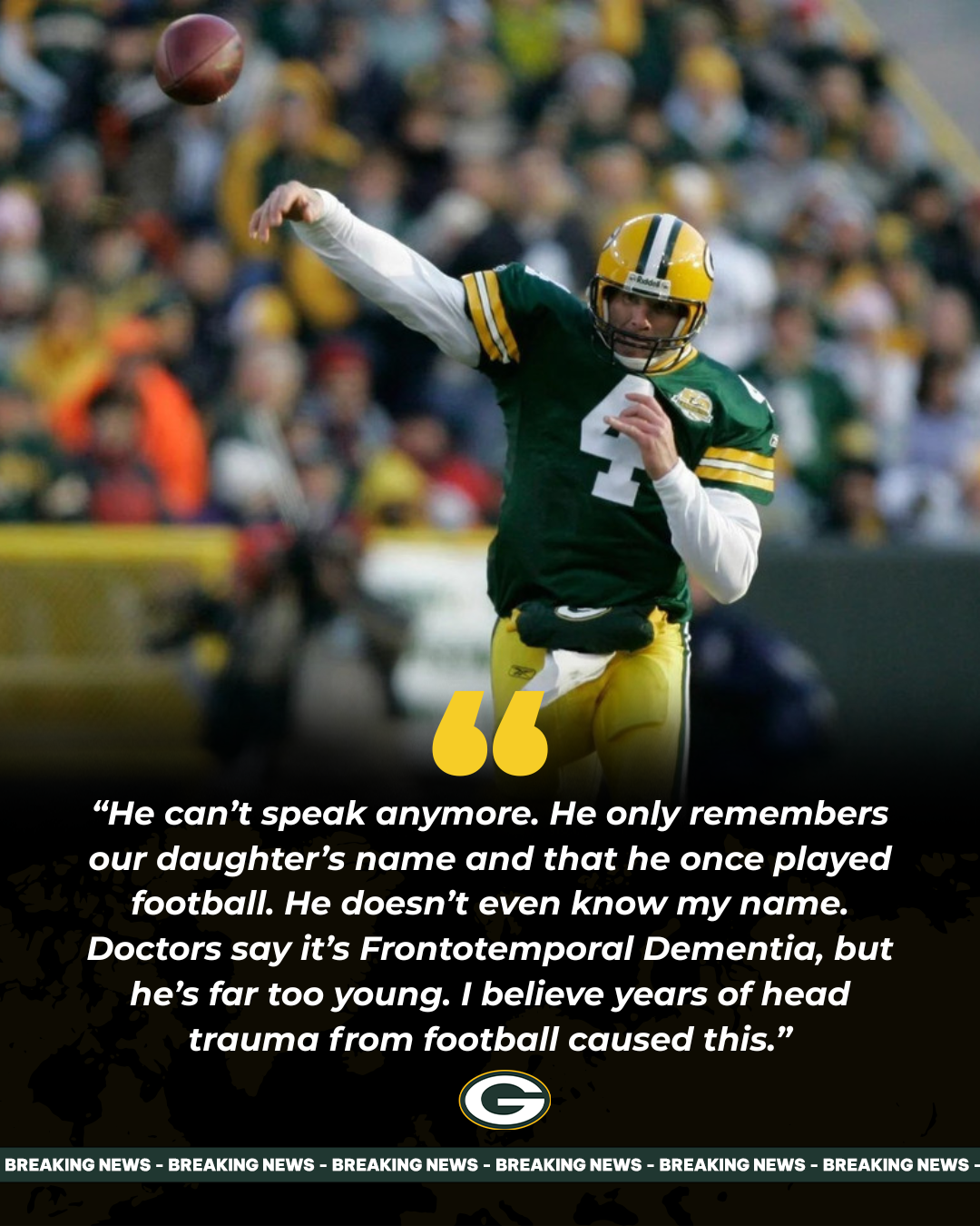 Packers Legend Diagnosed with Dementia at 56 - Can't Speak, But Still Remembers Playing for Green Bay