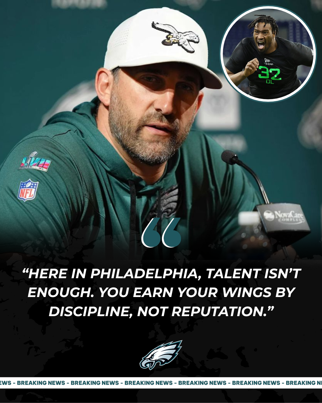 Eagles Rookie Benched for Disciplinary Violation — Hasn’t Played a Single Snap After Nick Sirianni’s Punishment