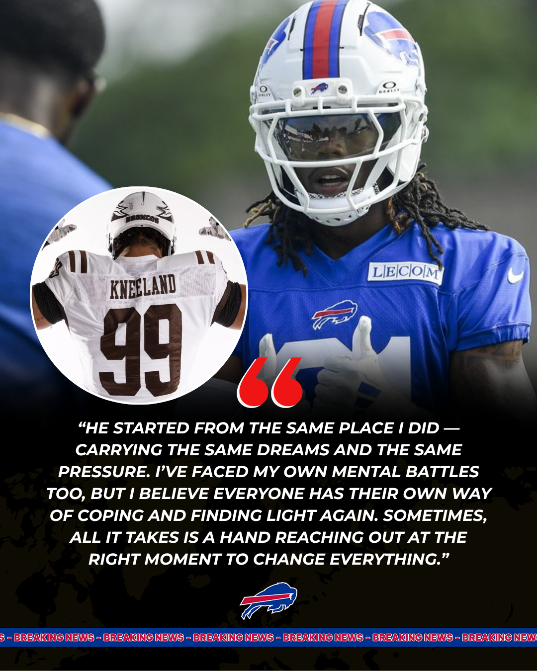 Bills Rookie Donates His First NFL Paycheck to Support Marshawn Kneeland’s Family