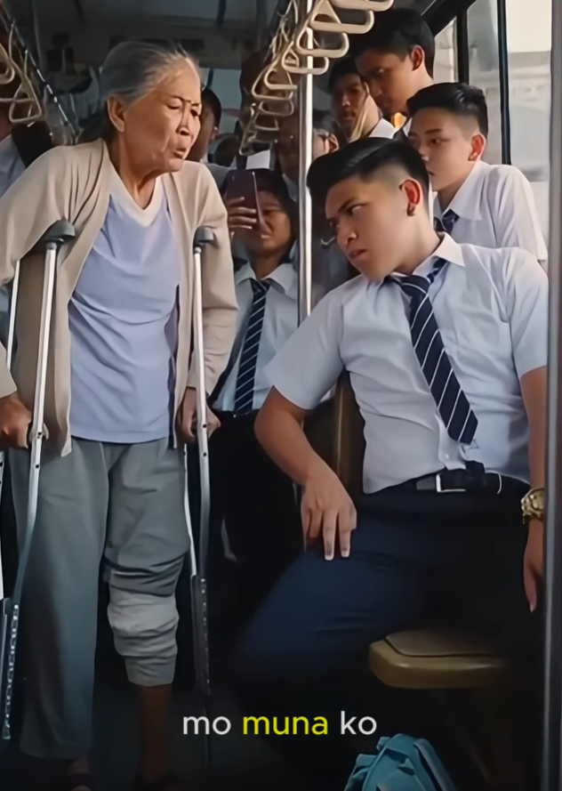 50A Sinipa Niya ang Saklay ng Matanda sa Bus… Pero Isang Tawag ang Nagpatahimik sa Buong Sasakyan!