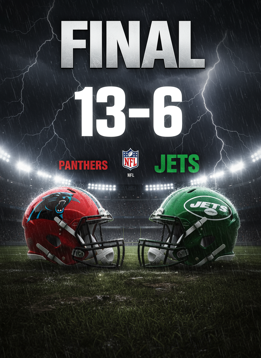 CAROLINA PANTHERS GRIND OUT DEFENSIVE BATTLE, DEFEAT NEW YORK JETS 13-6