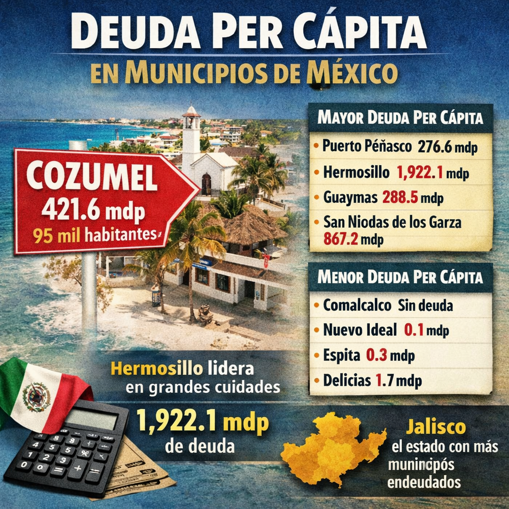 Cozumel es el municipio mexicano con la mayor deuda per cápita